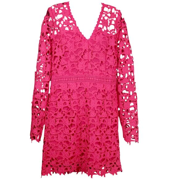 Anthropologie ENDLESS ROSE Embroidered Lace Floral Pink Dress Lg NWT | MSRP $110 - Picture 2 of 9